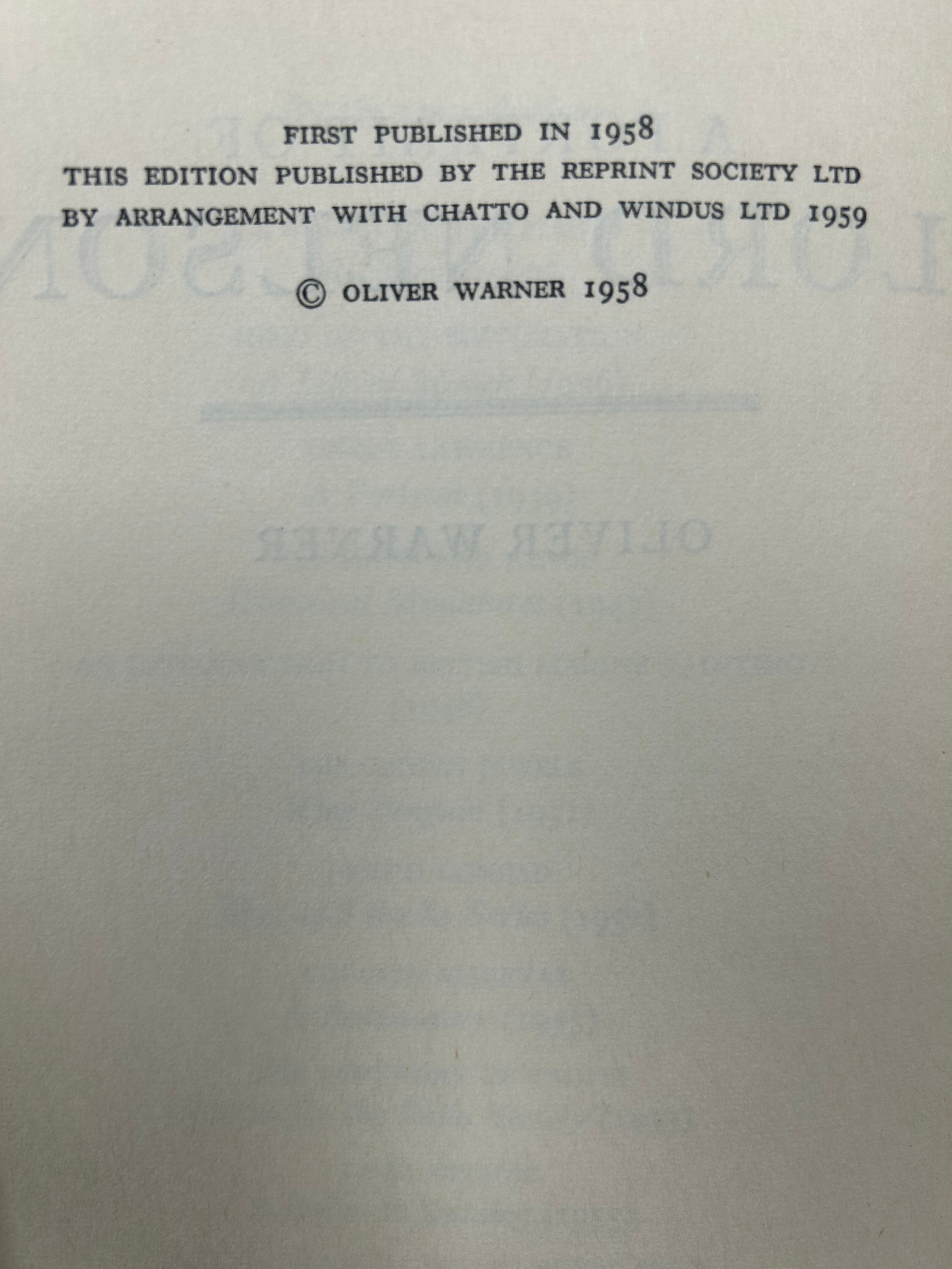 A Portrait of Lord Nelson- Oliver Warner 1959.        013