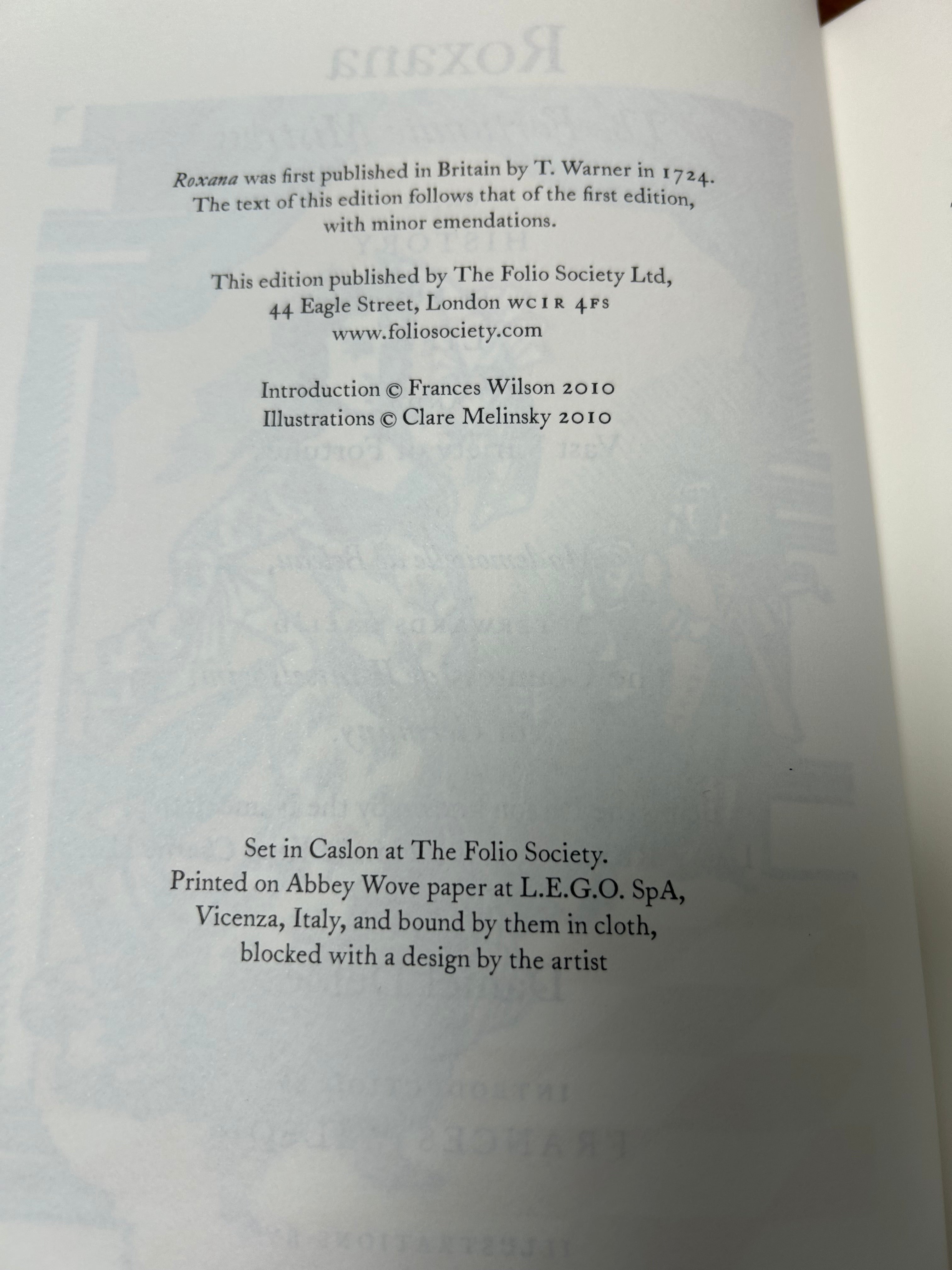 Roxana- Daniel Defoe. Folio Society. 105