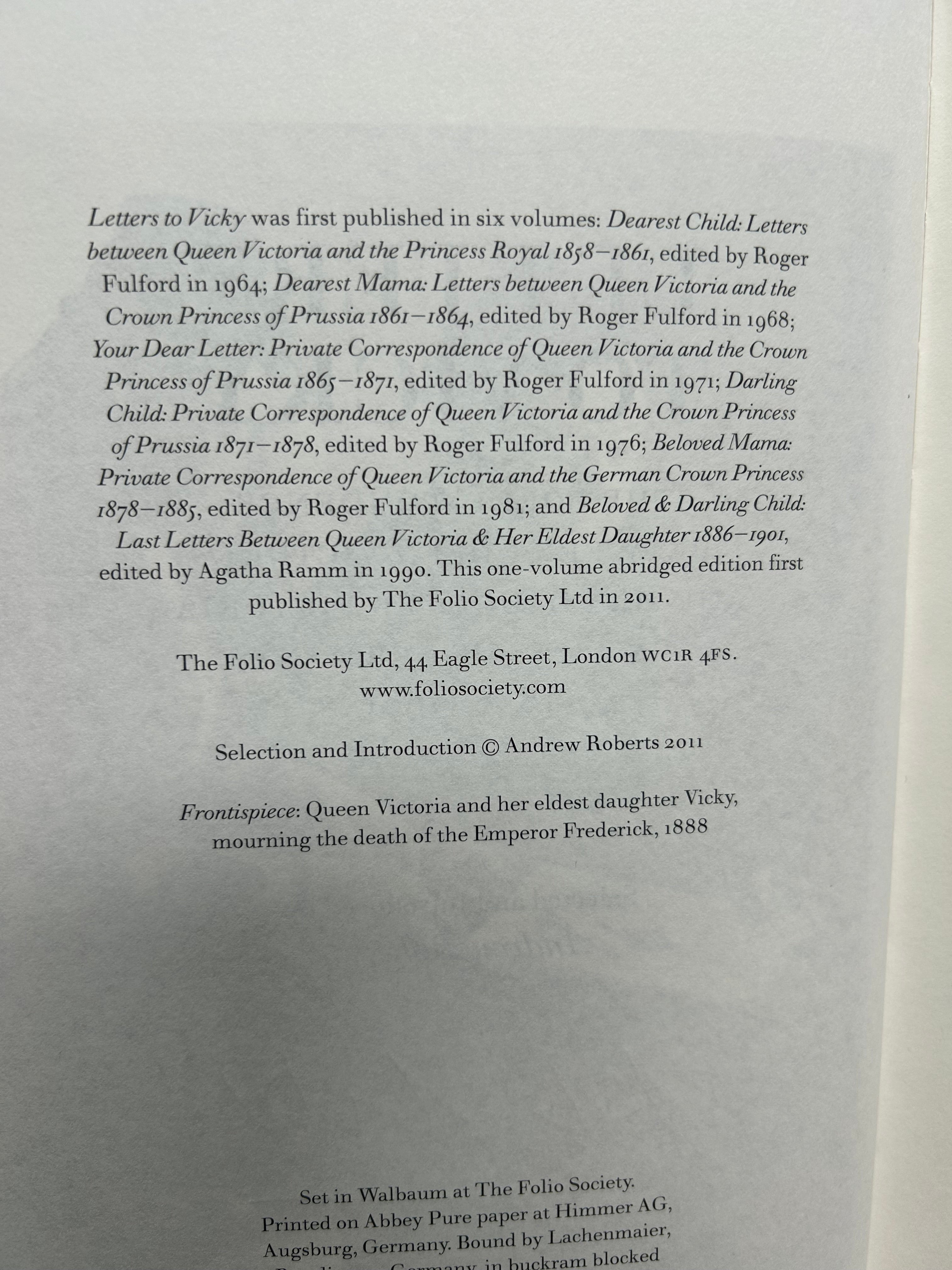 Letters To Vicky- Selected and introduced by Andrew Robert’s. (Signed) Folio Society .109