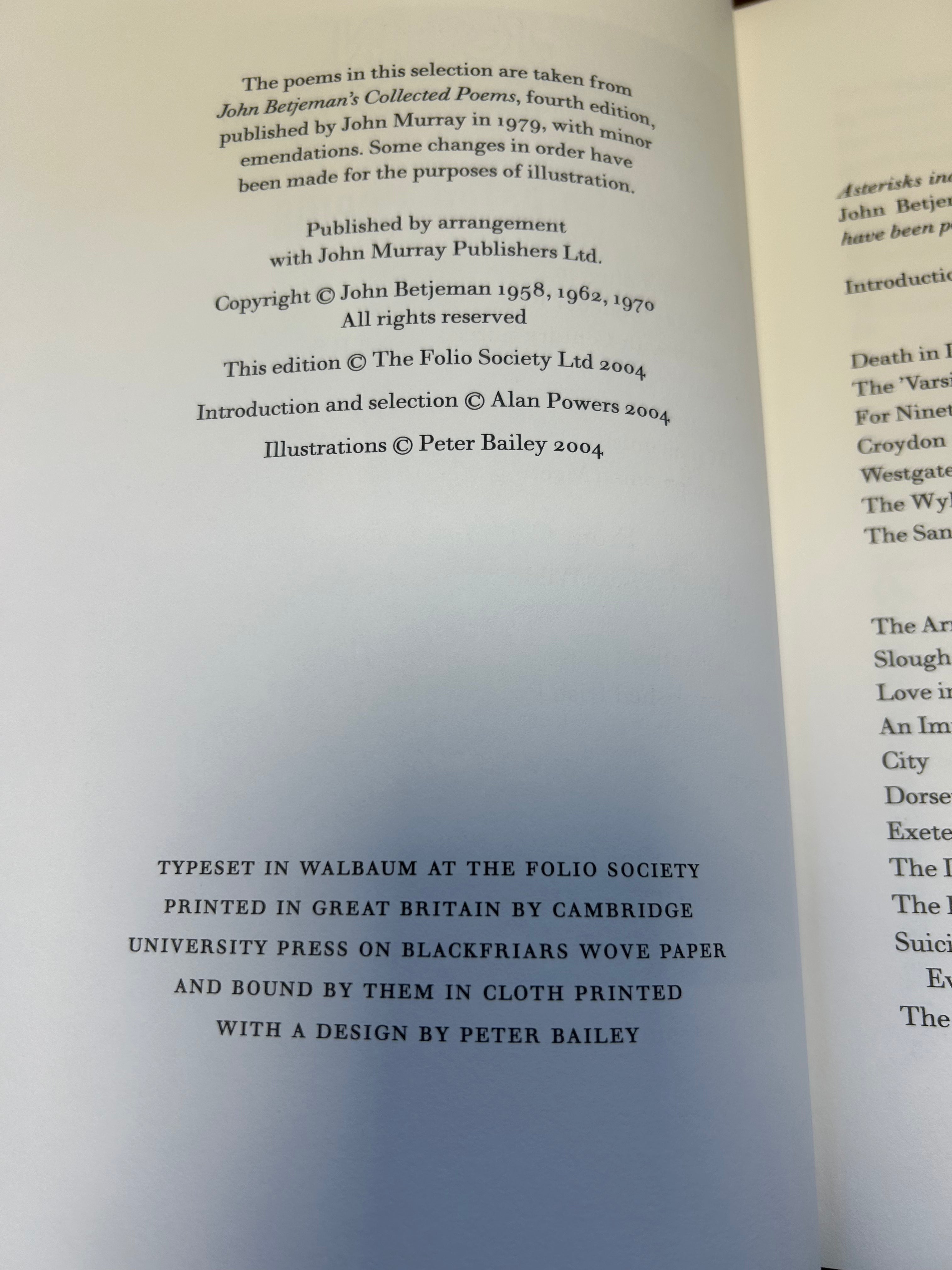 John Betjeman- Selected Poems. Folio Society 107