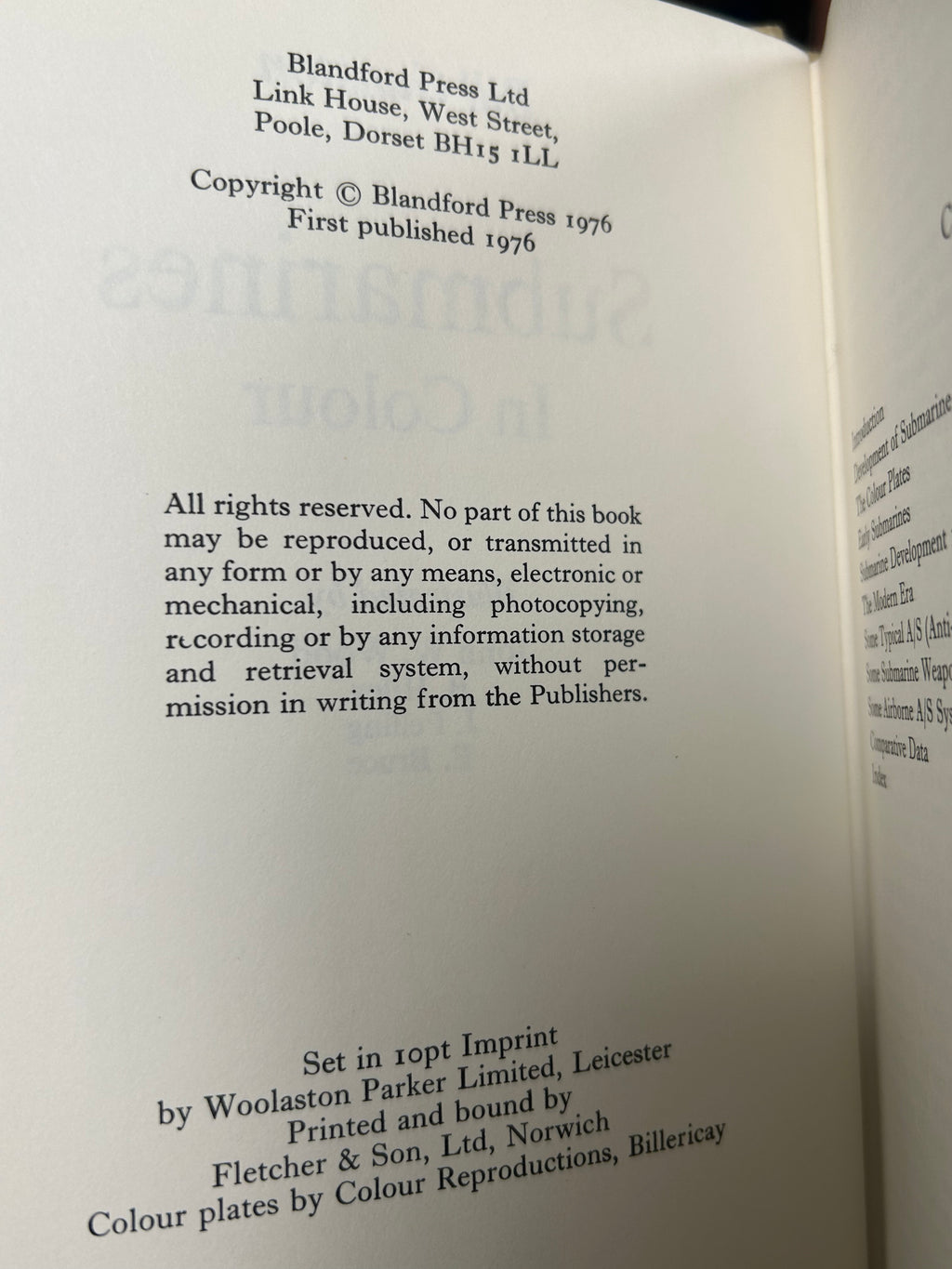 Submarines in Colour-Bill Gunston. 1st Edition 1976