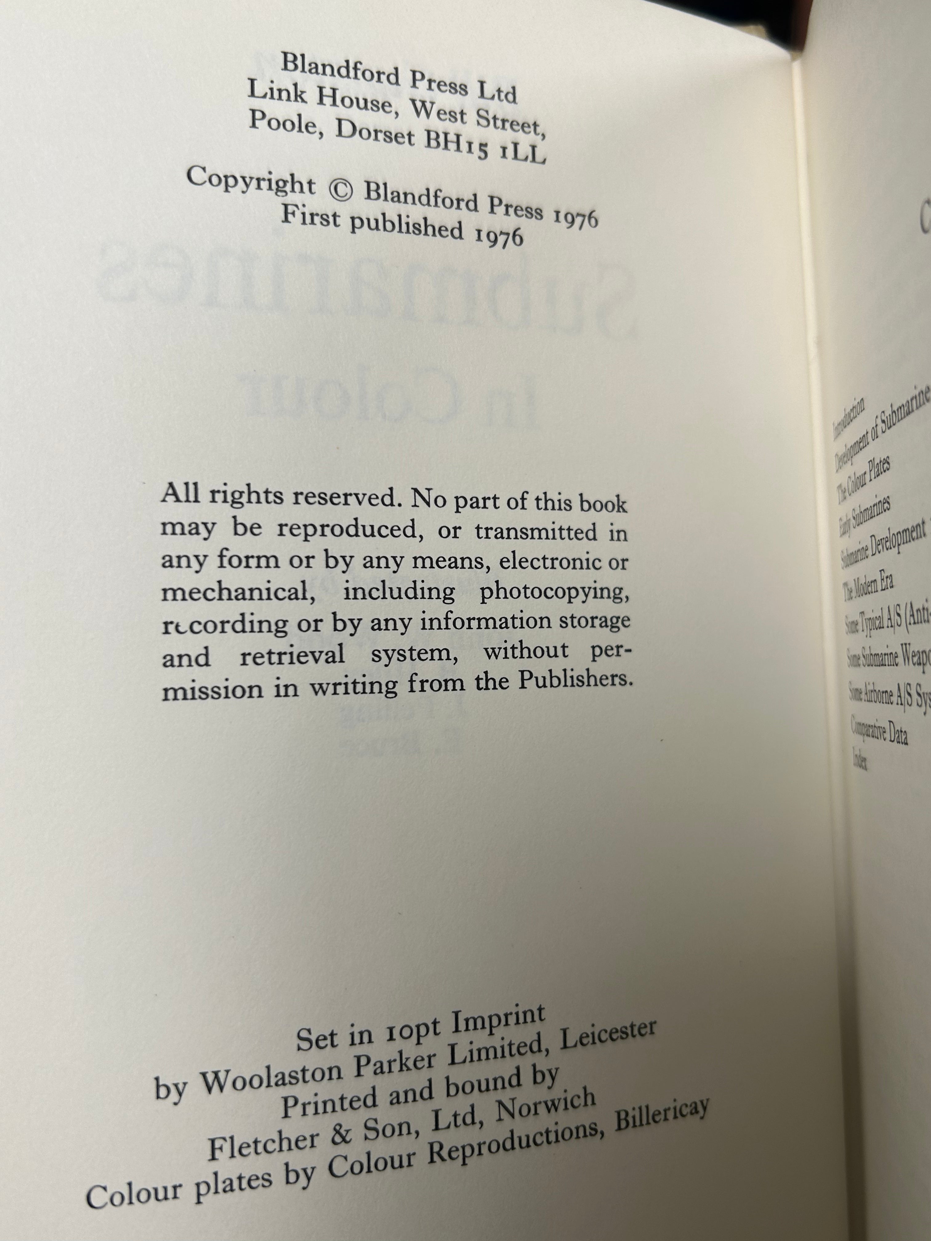 Submarines in Colour-Bill Gunston. 1st Edition 1976